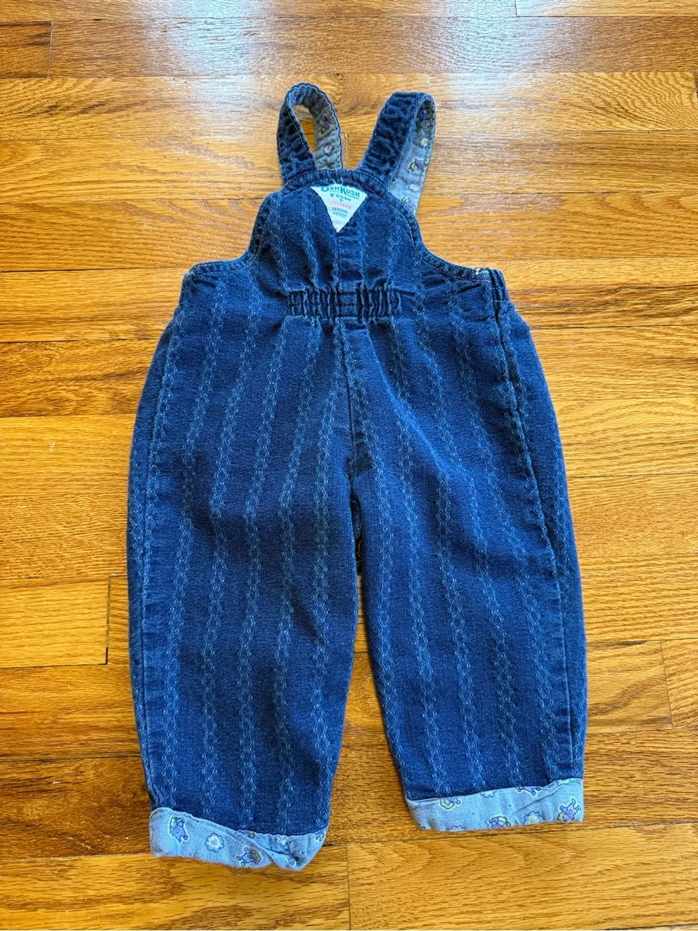 Vintage 80s 90s Denim Overalls, OshKosh B’Gosh Colorful Striped Baby (12 Months)